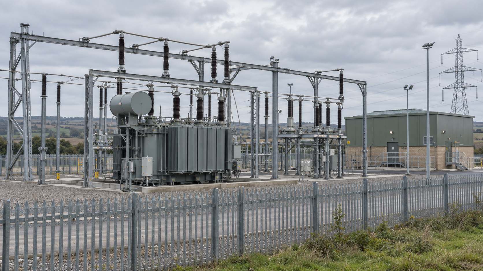Point of connection substation with HV switchgear and transformer.
